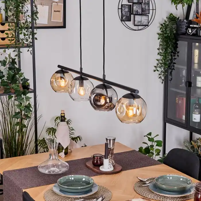 Ripoll Hanglamp, Kogellampje, Hanglamp Amber, Duidelijk, Rookkleurig, 4-lichts Beperkt Aanbod