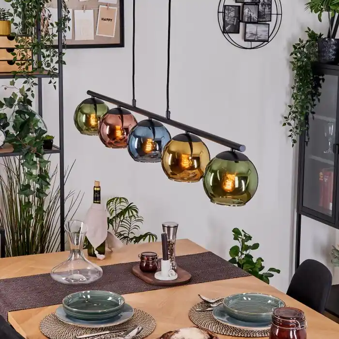 Bestel Nu Koyoto Hanglamp, Kogellampje, Hanglamp Blauw, Goud, Groen, Koperkleurig, 5-lichts