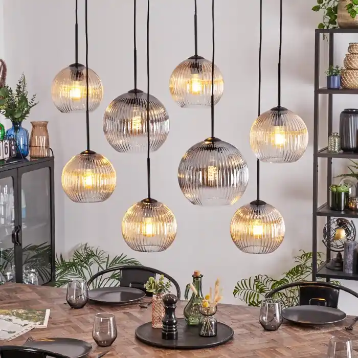 Koyoto Hanglamp, Kogellampje, Hanglamp Amber, Duidelijk, Rookkleurig, 8-lichts Fabrieksprijs