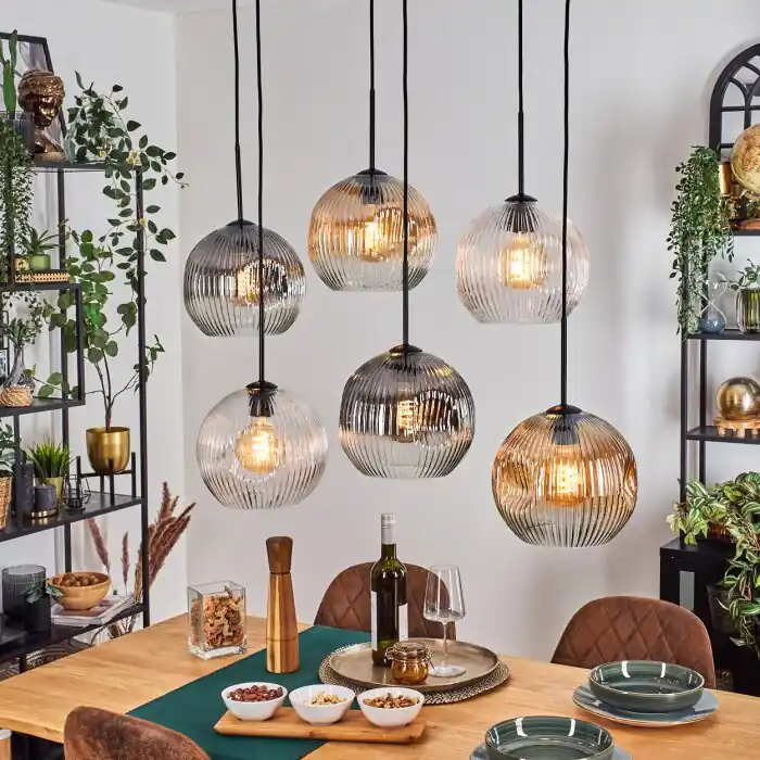 Ripoll Hanglamp, Kogellampje, Hanglamp Amber, Duidelijk, Rookkleurig, 6-lichts Betrouwbaar