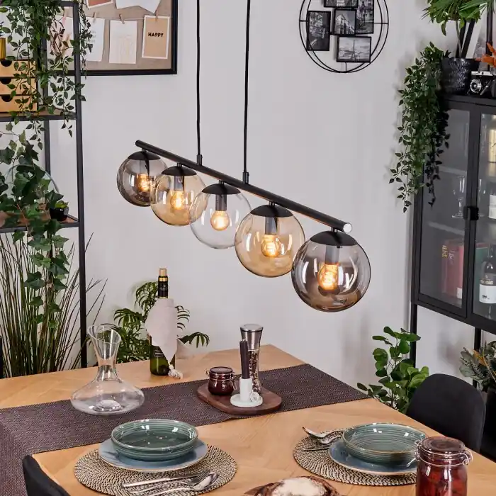 Gastor Hanglamp, Kogellampje, Hanglamp Amber, Duidelijk, Rookkleurig, 5-lichts Nu Kopen