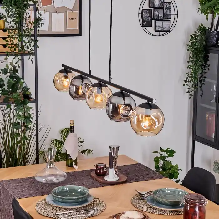 Ripoll Hanglamp, Kogellampje, Hanglamp Amber, Rookkleurig, 5-lichts Gereduceerde Prijs