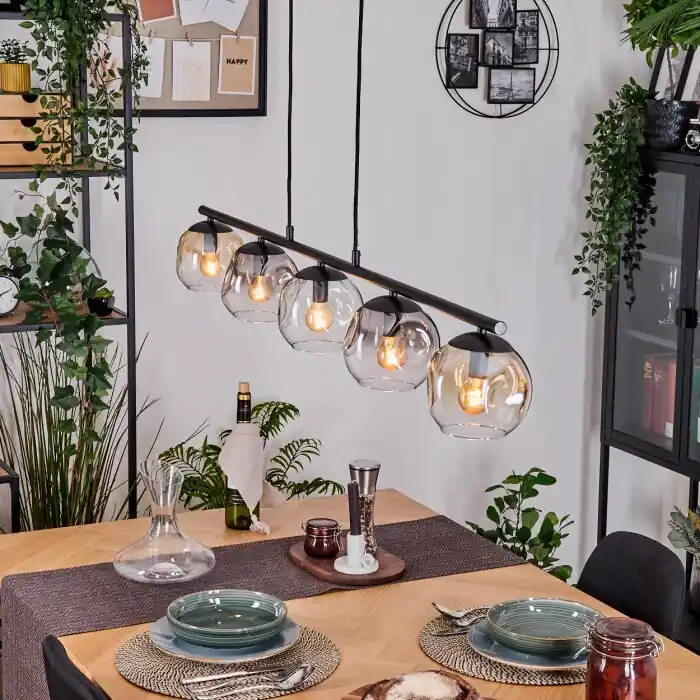 Superprijs Ripoll Hanglamp, Kogellampje, Hanglamp Amber, Duidelijk, Rookkleurig, 5-lichts