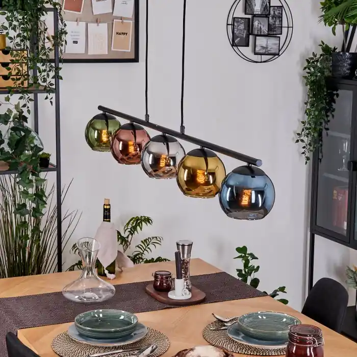 Op = Op Koyoto Hanglamp, Kogellampje, Hanglamp Blauw, Chroom, Goud, Groen, Koperkleurig, Rookkleurig, 5-lichts