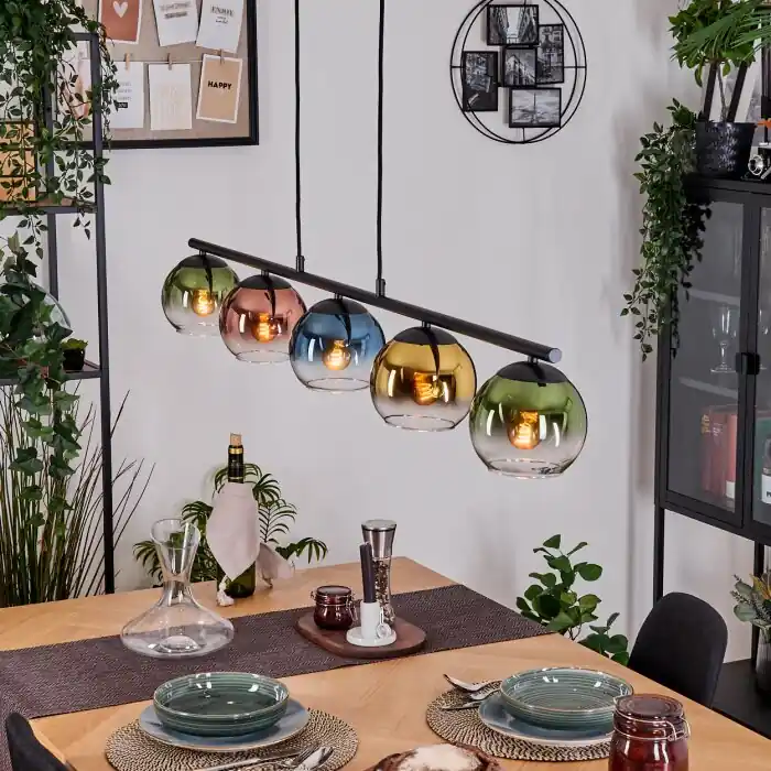 Populair Koyoto Hanglamp, Kogellampje, Hanglamp Blauw, Goud, Groen, Duidelijk, Koperkleurig, 5-lichts