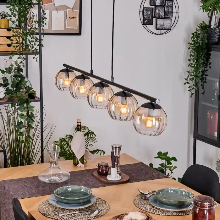 Uitverkoop Koyoto Hanglamp, Kogellampje, Hanglamp Amber, Duidelijk, 5-lichts