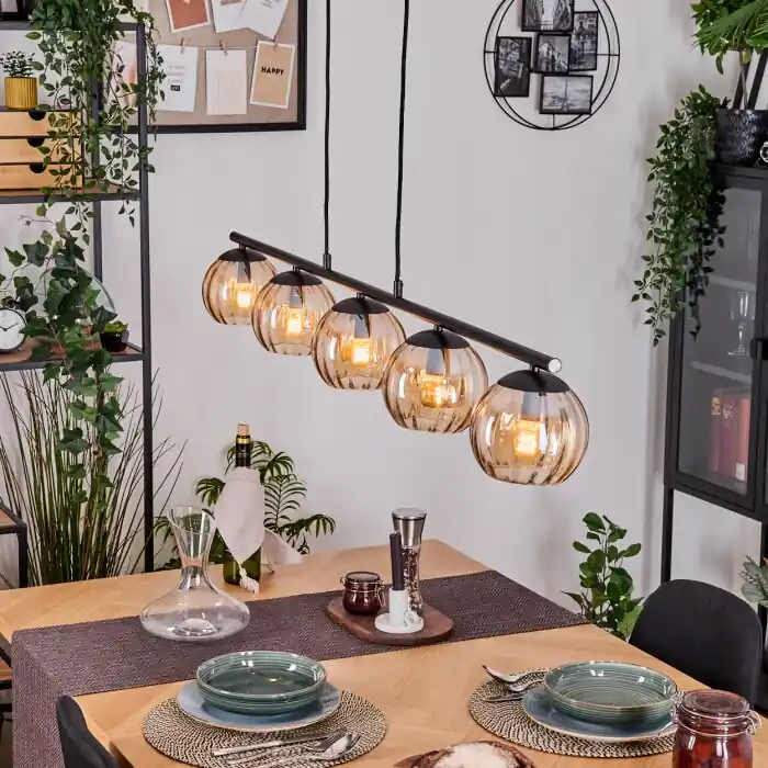 Rechtstreeks Van De Fabrikant Koyoto Hanglamp, Kogellampje, Hanglamp Amber, 5-lichts