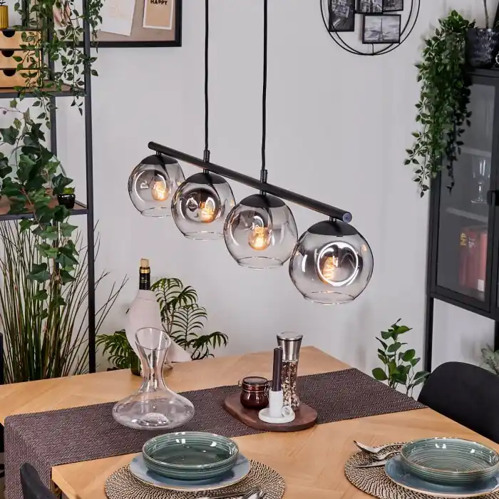 Ripoll Hanglamp, Kogellampje, Hanglamp Duidelijk, Rookkleurig, 4-lichts Uitverkoop