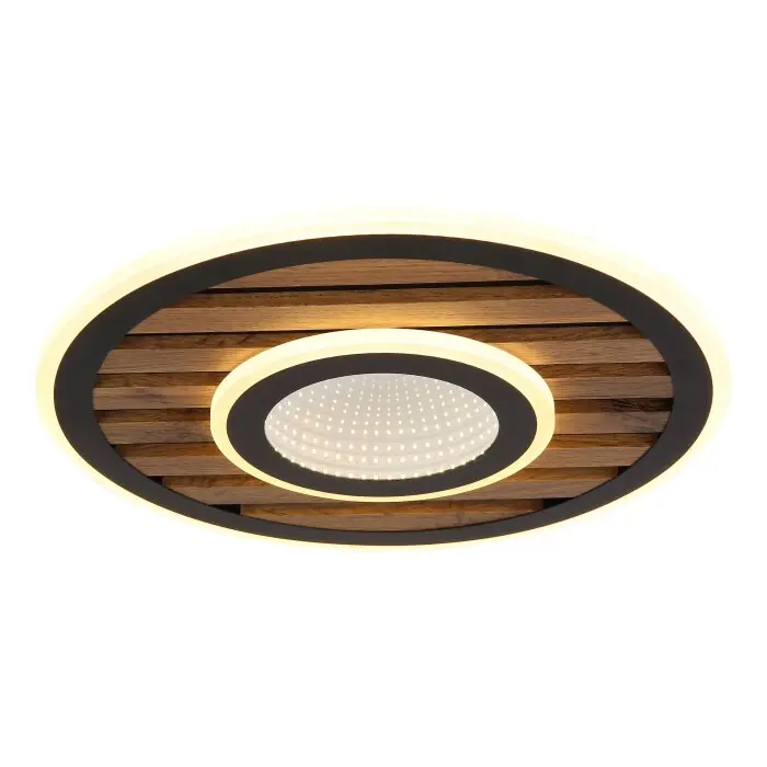Tijdelijk Beschikbaar Globo Woody Plafondlamp LED Natuurlijke kleuren, Zwart, 1-licht
