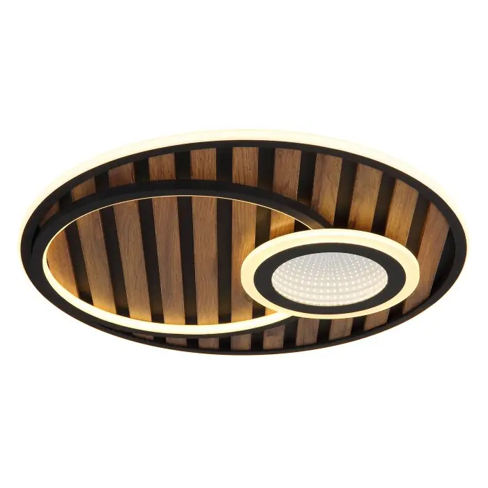 Dagaanbieding Globo Woody Plafondlamp LED Natuurlijke kleuren, Zwart, 1-licht