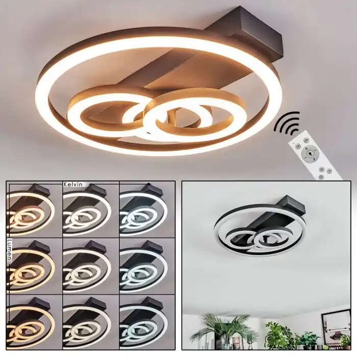 Op = Op Pilor Plafondlamp LED Zwart, 1-licht, Afstandsbediening