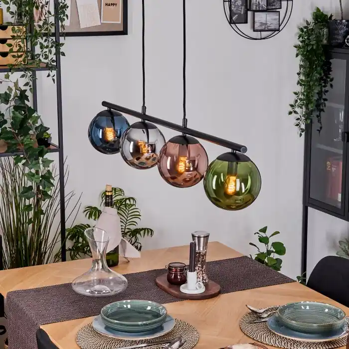 Gastor Hanglamp, Kogellampje, Hanglamp Blauw, Chroom, Groen, Koperkleurig, Rookkleurig, 4-lichts Lage Prijs