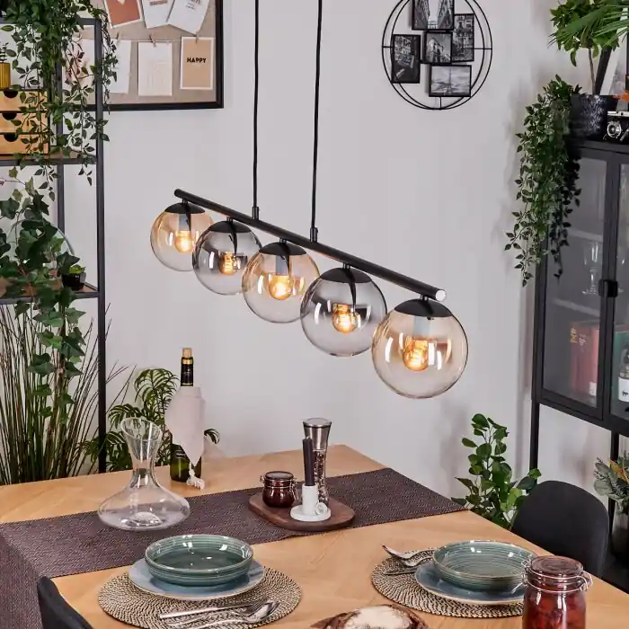 Gastor Hanglamp, Kogellampje, Hanglamp Amber, Duidelijk, Rookkleurig, 5-lichts Snelle Levering