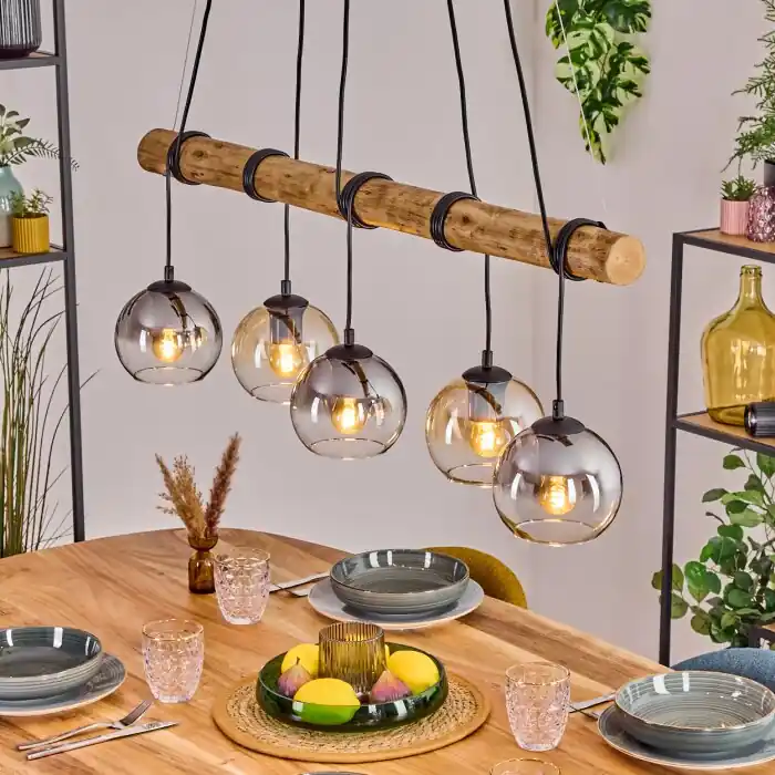 Koyoto Hanglamp, Kogellampje, Hanglamp Natuurlijke kleuren, Zwart, 5-lichts Laatste Kans