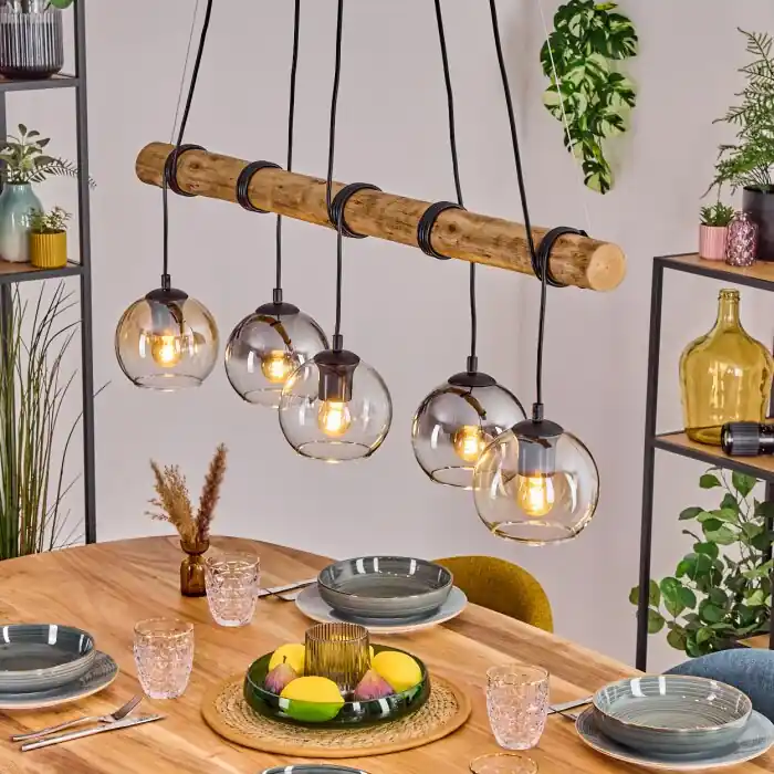 Laatste Kans Koyoto Hanglamp, Kogellampje, Hanglamp Natuurlijke kleuren, Zwart, 5-lichts