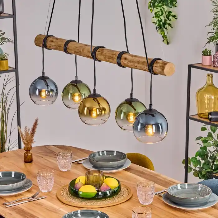 Koyoto Hanglamp, Kogellampje, Hanglamp Natuurlijke kleuren, Zwart, 5-lichts Beperkte Voorraad