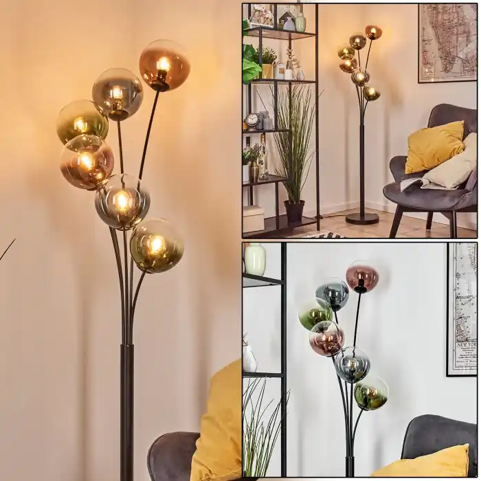 Gastor Staande lamp Blauw, Groen, Duidelijk, Koperkleurig, 6-lichts Alleen Vandaag