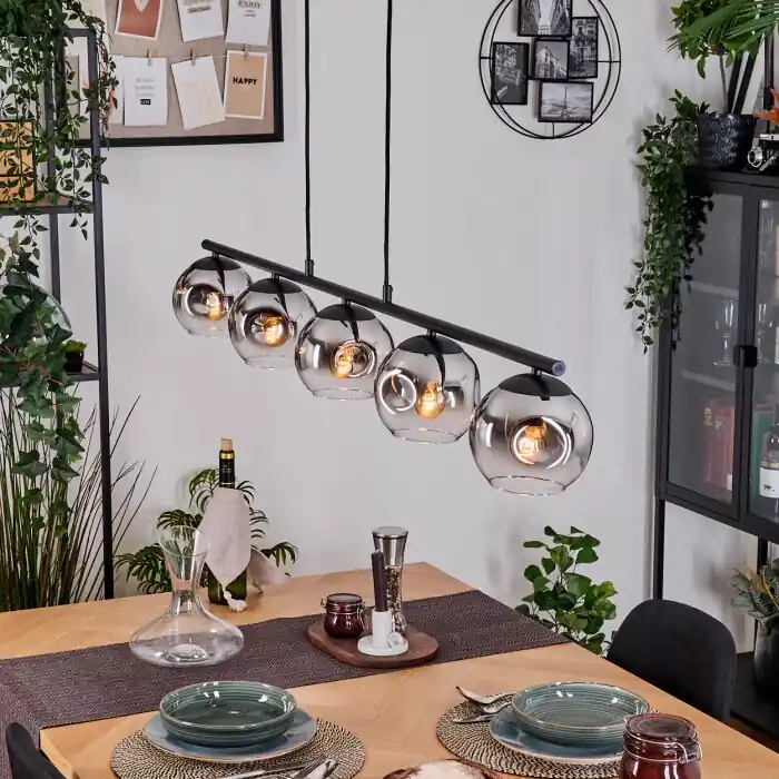 Hoge Kwaliteit Ripoll Hanglamp, Kogellampje, Hanglamp Chroom, Duidelijk, Rookkleurig, 5-lichts