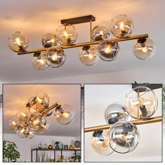 Nu Kopen Koyoto Plafondlamp, Kogellampje Goud, Zwart, 10-lichts