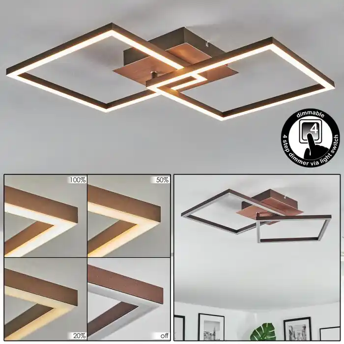 Brina Plafondlamp LED Bruin, 1-licht Nieuw