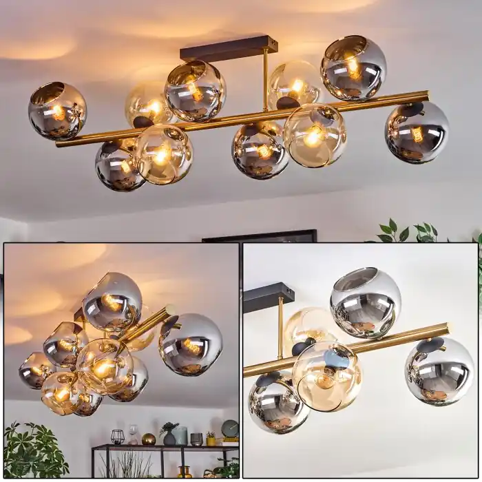 Fabrieksprijs Koyoto Plafondlamp, Kogellampje Goud, Zwart, 10-lichts