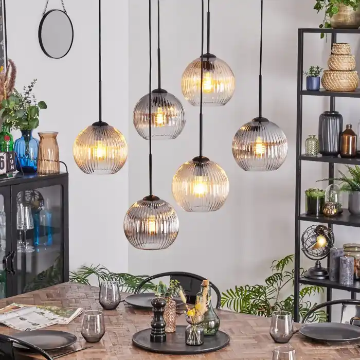 Merkproduct Koyoto Hanglamp, Kogellampje, Hanglamp Amber, Duidelijk, Rookkleurig, 6-lichts