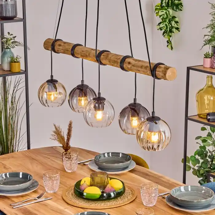 Direct Verzonden Koyoto Hanglamp, Kogellampje, Hanglamp Natuurlijke kleuren, Zwart, 5-lichts