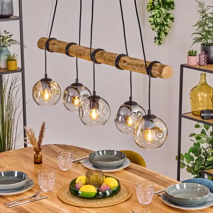 Lage Prijs Ripoll Hanglamp, Kogellampje, Hanglamp Natuurlijke kleuren, Zwart, 5-lichts