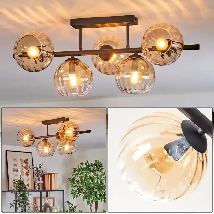 Nu Kopen Koyoto Plafondlamp, Kogellampje Zwart, 5-lichts