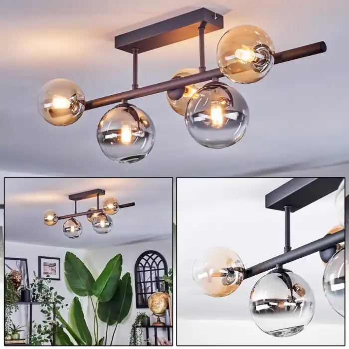 Must-Have Chehalis Plafondlamp, Kogellampje Zwart, 5-lichts