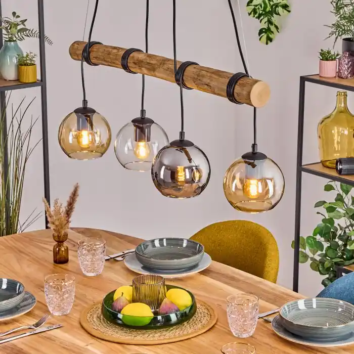 Koyoto Hanglamp, Kogellampje, Hanglamp Natuurlijke kleuren, Zwart, 4-lichts Dagaanbieding