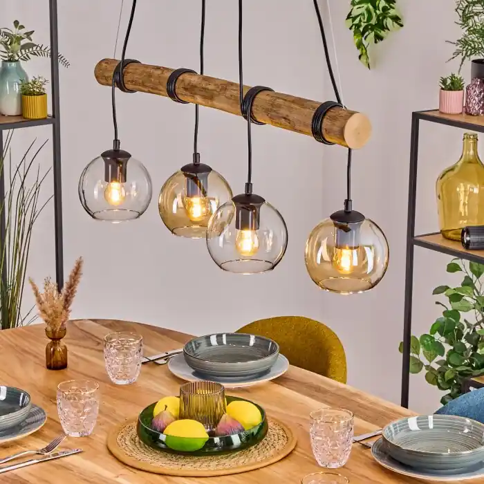 Koyoto Hanglamp, Kogellampje, Hanglamp Natuurlijke kleuren, Zwart, 4-lichts Laatste Kans
