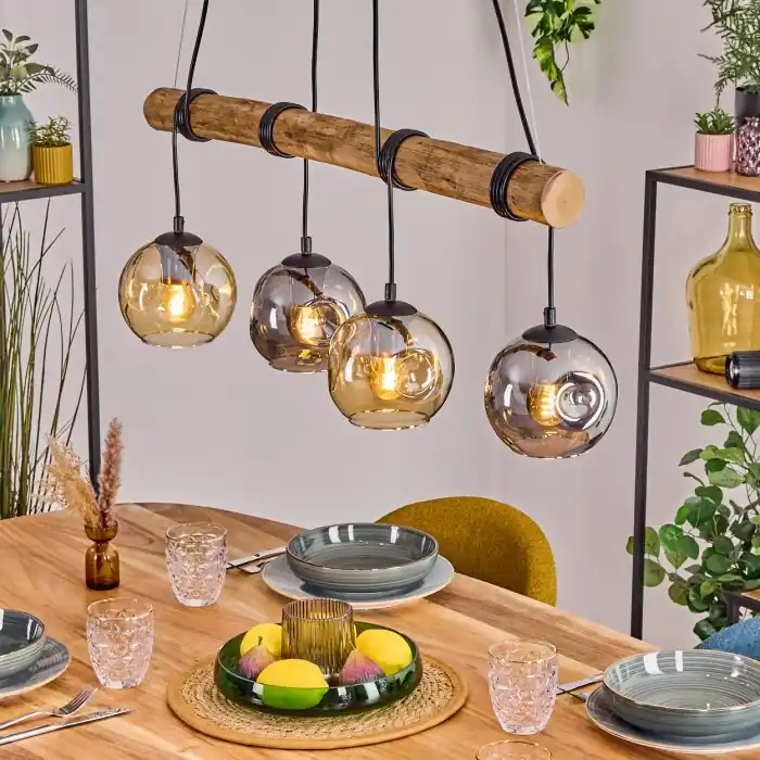 Ripoll Hanglamp, Kogellampje, Hanglamp Natuurlijke kleuren, Zwart, 4-lichts Meest Verkocht