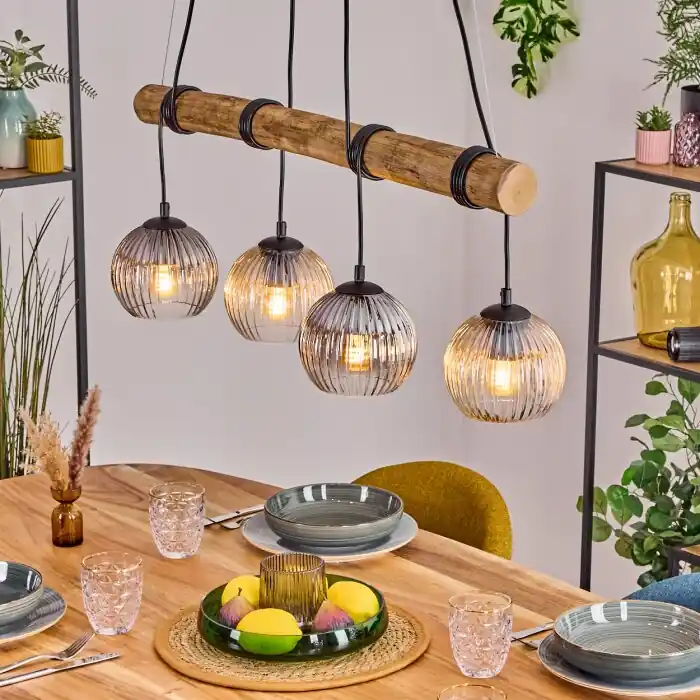 Koyoto Hanglamp, Kogellampje, Hanglamp Natuurlijke kleuren, Zwart, 4-lichts Fabrieksprijs