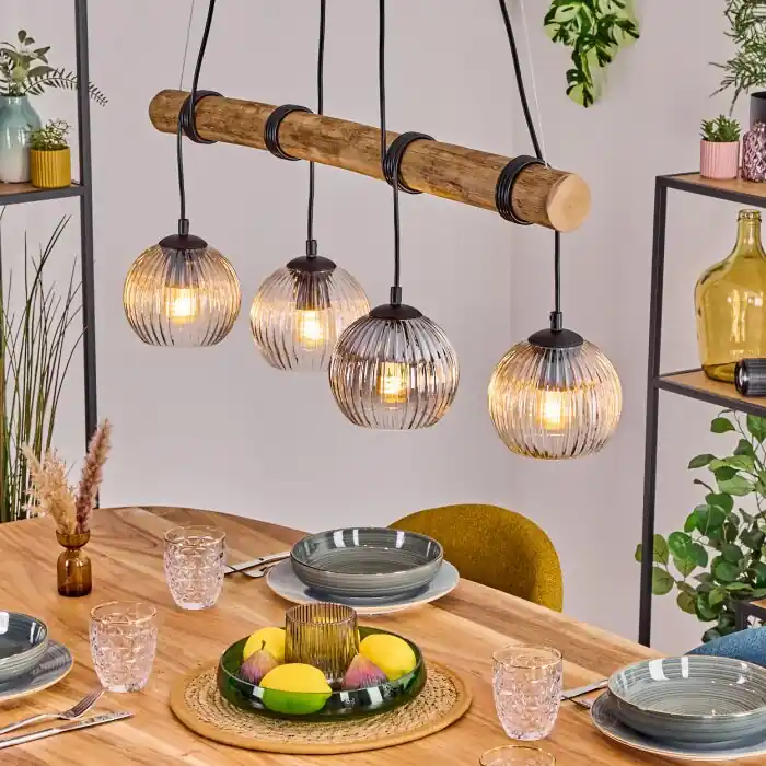 Koyoto Hanglamp, Kogellampje, Hanglamp Natuurlijke kleuren, Zwart, 4-lichts Speciale Aanbieding