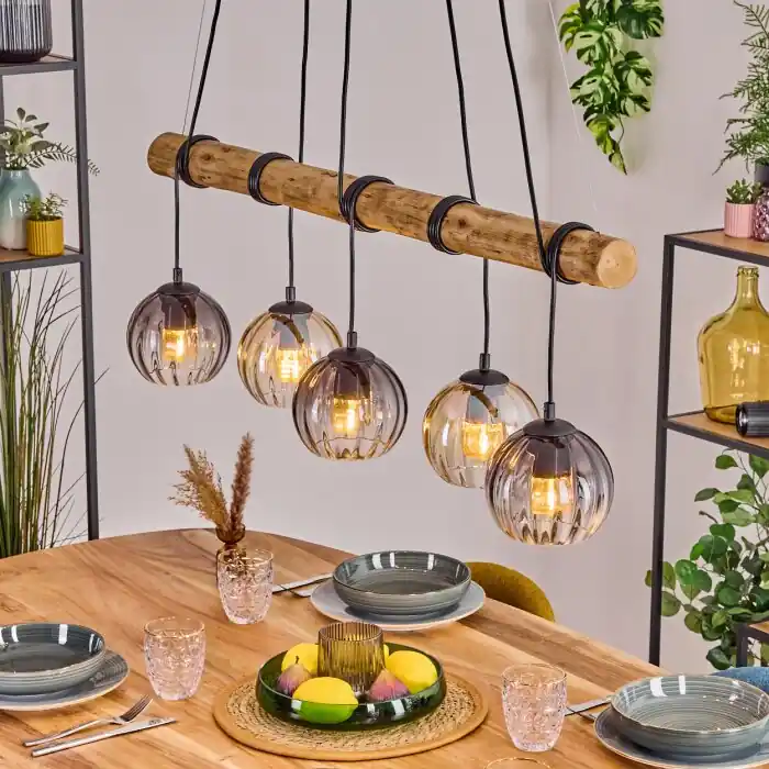 Populair Koyoto Hanglamp, Kogellampje, Hanglamp Natuurlijke kleuren, Zwart, 5-lichts