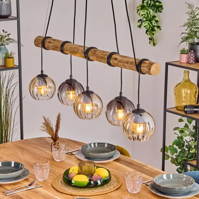 Koyoto Hanglamp, Kogellampje, Hanglamp Natuurlijke kleuren, Zwart, 5-lichts Nieuw