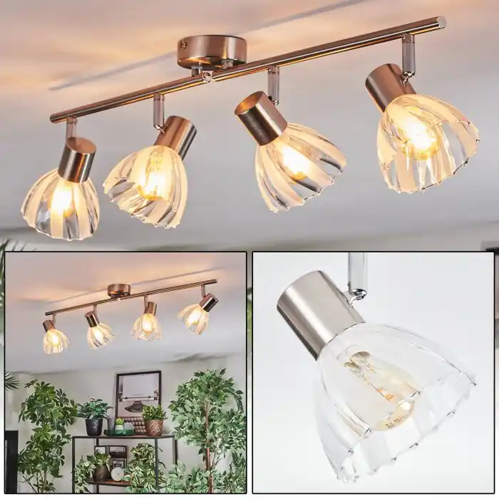 Saire Plafondlamp, Plafondspot Chroom, Nikkel mat, 4-lichts Superprijs