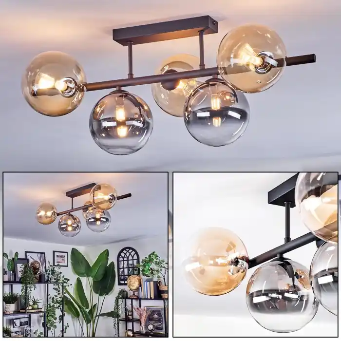 Chehalis Plafondlamp, Kogellampje Zwart, 5-lichts Koopje
