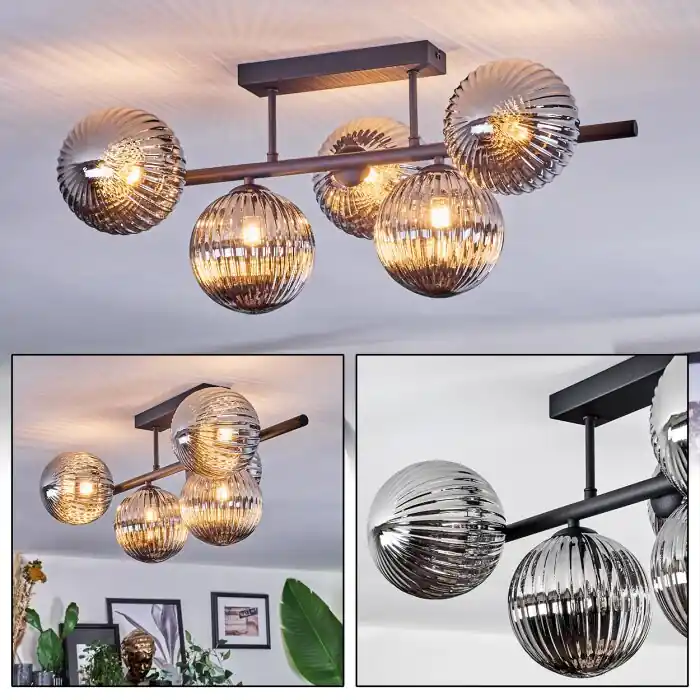 Veilige Betaling Chehalis Plafondlamp, Kogellampje Zwart, 5-lichts