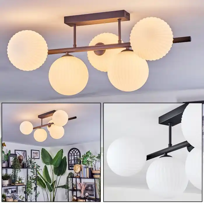 Hete Deal Chehalis Plafondlamp, Kogellampje Zwart, 5-lichts