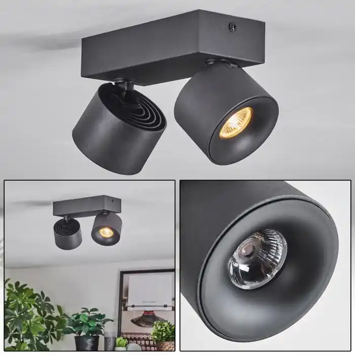 Narel Plafondlamp, Plafondspot LED Zwart, 2-lichts Voordeelprijs