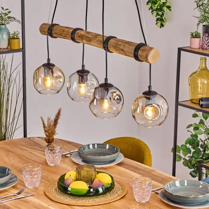 Ripoll Hanglamp, Kogellampje, Hanglamp Natuurlijke kleuren, Zwart, 4-lichts Betrouwbaar