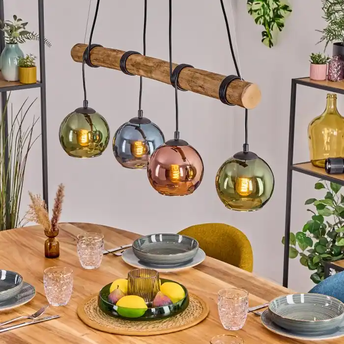 Veilige Betaling Koyoto Hanglamp, Kogellampje, Hanglamp Natuurlijke kleuren, Zwart, 4-lichts