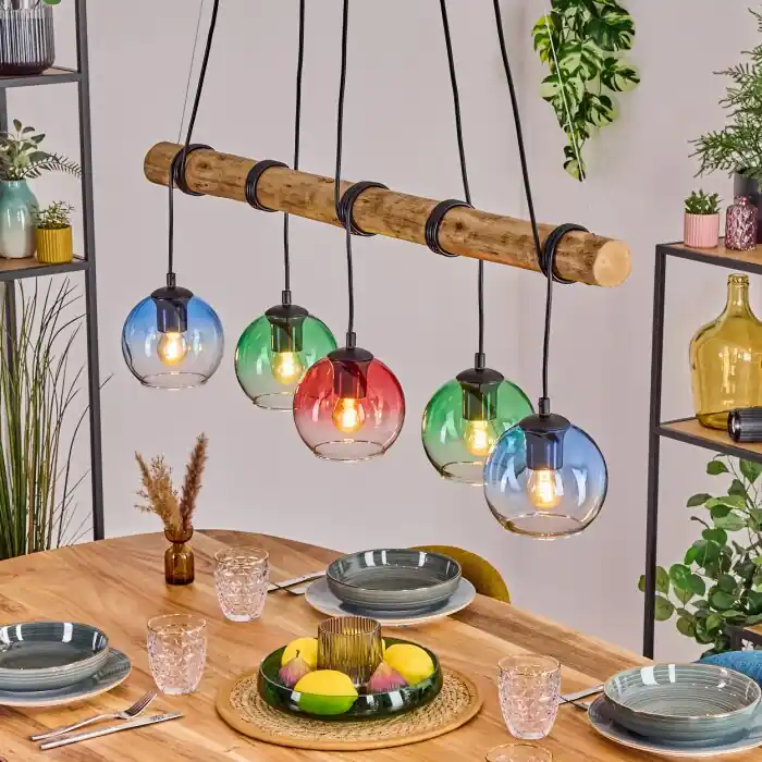 Veilige Betaling Koyoto Hanglamp, Kogellampje, Hanglamp Natuurlijke kleuren, Zwart, 5-lichts