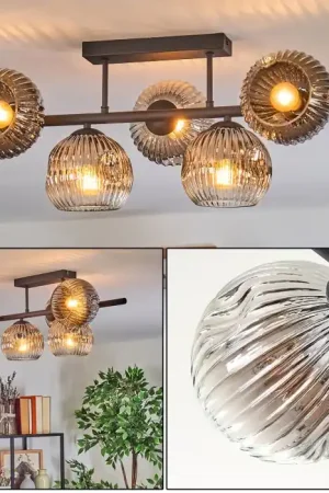 Weekendaanbieding Ripoll Plafondlamp, Kogellampje Chroom, Duidelijk, Rookkleurig, 5-lichts