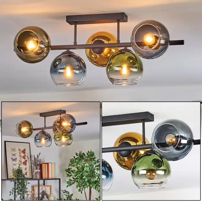 Koyoto Plafondlamp, Kogellampje Blauw, Goud, Groen, Duidelijk, 5-lichts Beste Prijs