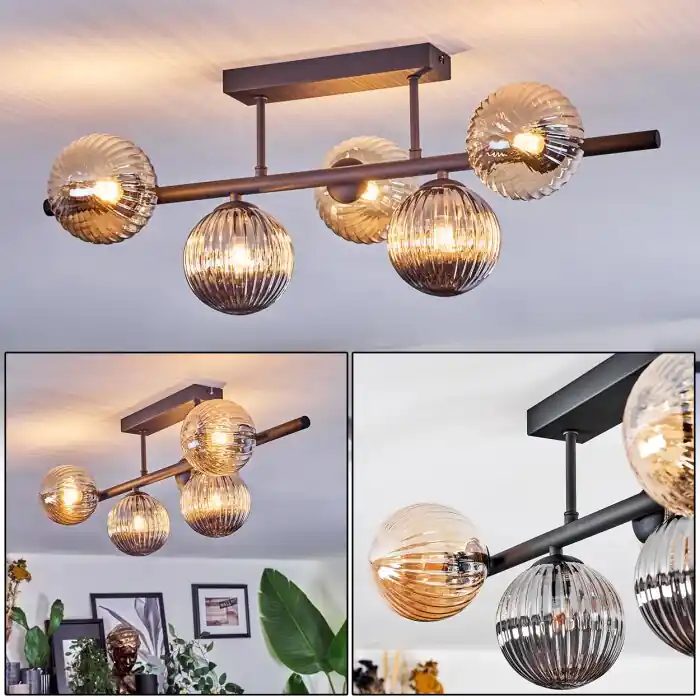 Chehalis Plafondlamp, Kogellampje Zwart, 5-lichts Populair