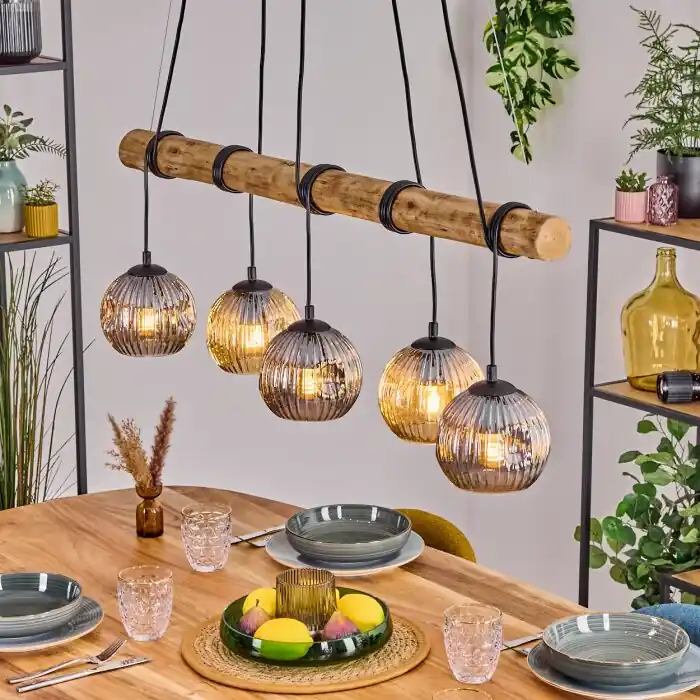 Uitverkoop Ripoll Hanglamp, Kogellampje, Hanglamp Natuurlijke kleuren, Zwart, 5-lichts