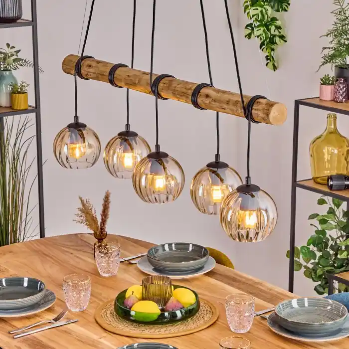 Koyoto Hanglamp, Kogellampje, Hanglamp Natuurlijke kleuren, Zwart, 5-lichts Meest Verkocht